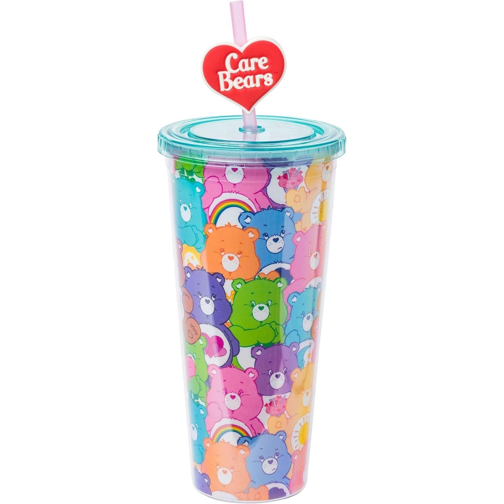image:imageSilver Buffalo Rainbow Brite Plastic Cold Cup with Lid and Straw Topper 24 OuncesCare Bears Multi Bear All Over