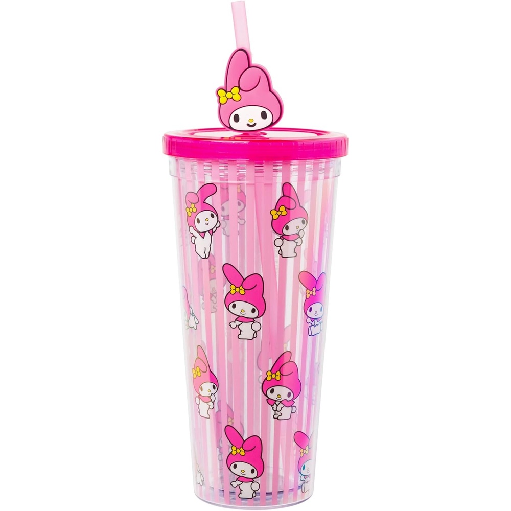 image:imageSilver Buffalo Rainbow Brite Plastic Cold Cup with Lid and Straw Topper 24 OuncesMy Melody