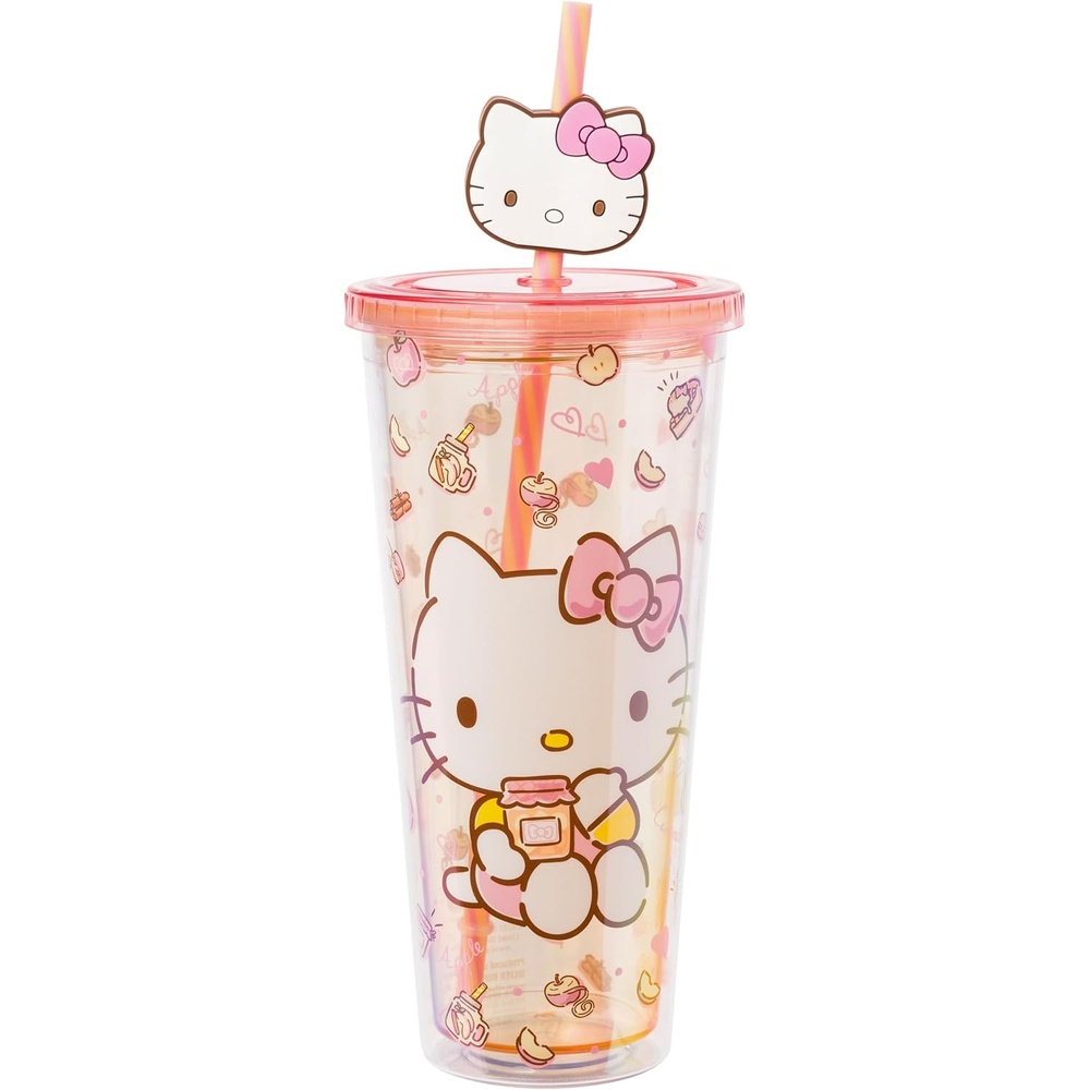 image:imageSilver Buffalo Rainbow Brite Plastic Cold Cup with Lid and Straw Topper 24 OuncesSanrio Hello Kitty Apples and Cinnamon