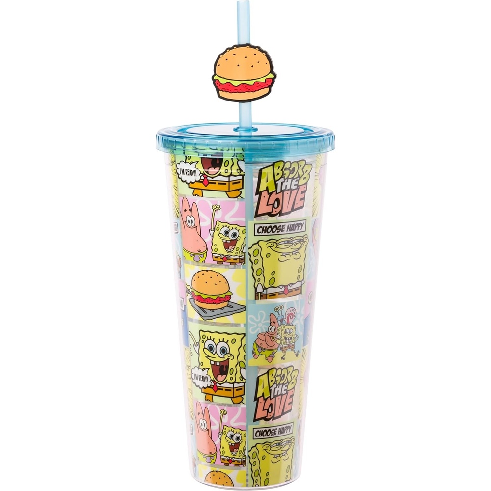 image:imageSilver Buffalo Rainbow Brite Plastic Cold Cup with Lid and Straw Topper 24 OuncesSpongebob Squarepants Comic Panel