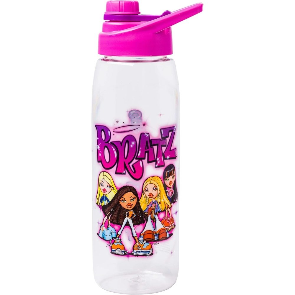 image:imageSilver Buffalo Rainbow Brite Sparkle Water Bottle with Screw Lid Featuring Rainbow Brite and Twink 28 OuncesBratz