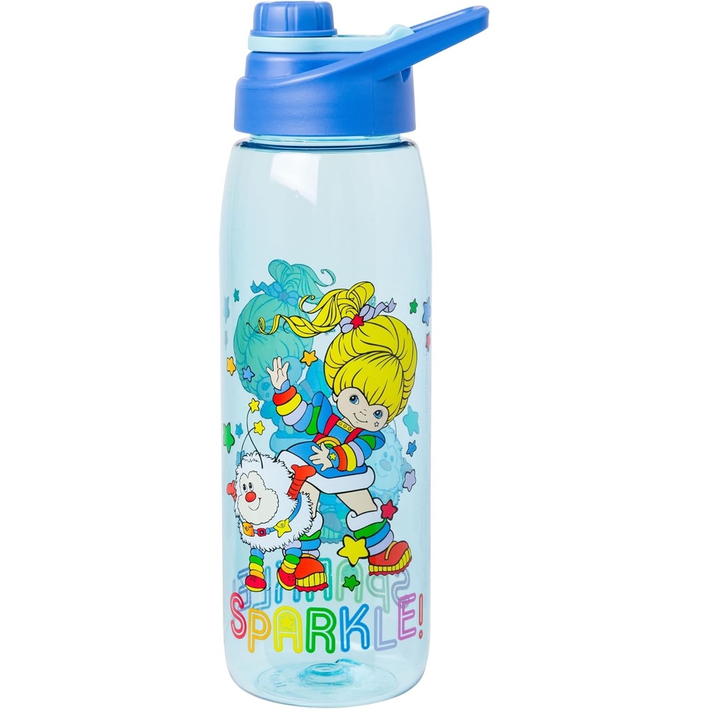 image:imageSilver Buffalo Rainbow Brite Sparkle Water Bottle with Screw Lid Featuring Rainbow Brite and Twink 28 Ouncesmulticolor