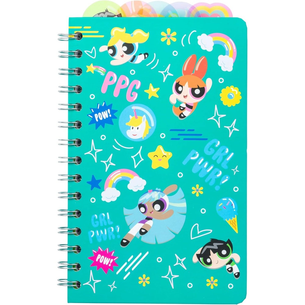 image:imageSilver Buffalo Rainbow Brite Spiral Tabbed Notebook Featuring Twink Starlite Rainbow Brite Puppy Brite and Shy Violet 8 x 5Power Puff Girls