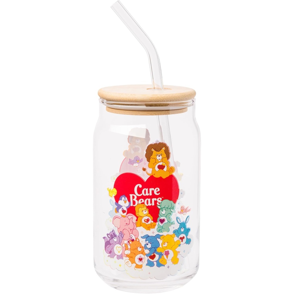 image:imageSilver Buffalo Rainbow Brite Stars Sparkle Featuring Twink Glass Jar Tumbler with Bamboo Lid and Glass Straw 16 OuncesCare Bear Cousins Group