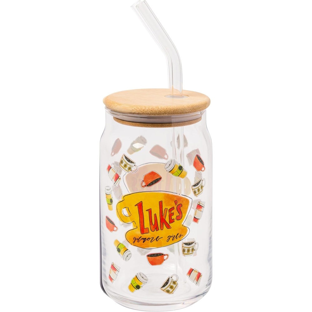 image:imageSilver Buffalo Rainbow Brite Stars Sparkle Featuring Twink Glass Jar Tumbler with Bamboo Lid and Glass Straw 16 OuncesGilmore Girls