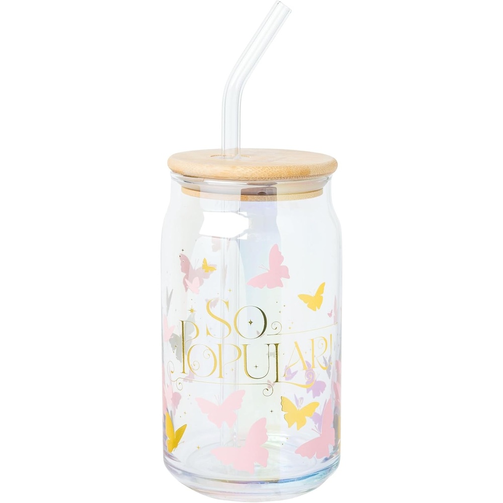 image:imageSilver Buffalo Rainbow Brite Stars Sparkle Featuring Twink Glass Jar Tumbler with Bamboo Lid and Glass Straw 16 OuncesWicked Glinda