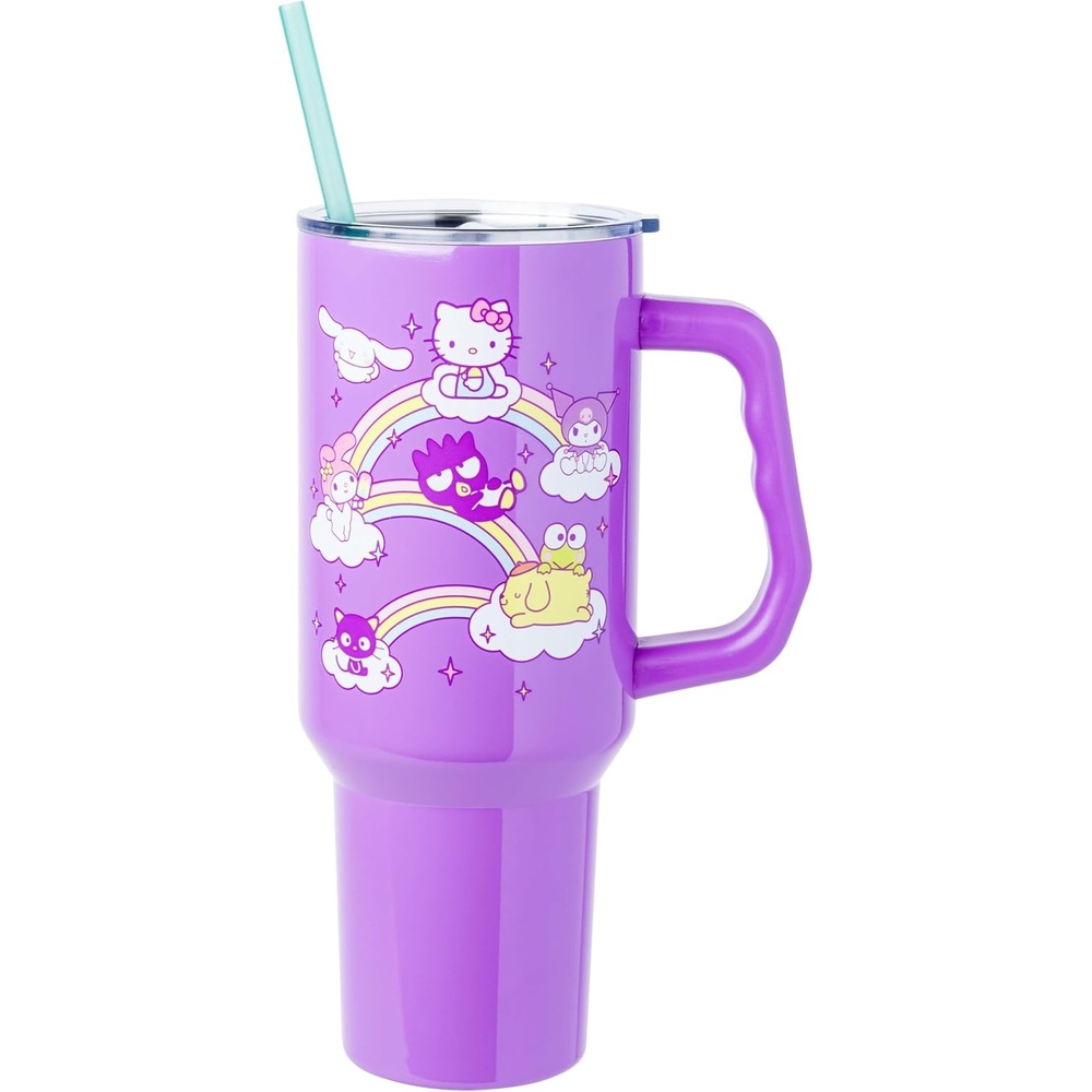image:imageSilver Buffalo Rainbow Brite and Twink Sparkle Double Walled Stainless Steel Tumbler with Handle and Straw Fits in Standard Cup Holder 40 OuncesHello Kitty and Friends Sliding Rainbow