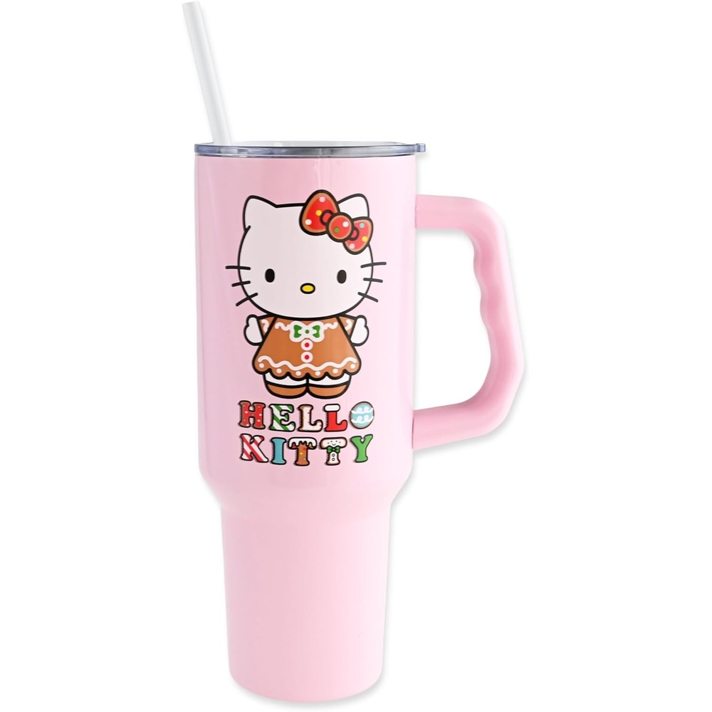 image:imageSilver Buffalo Rainbow Brite and Twink Sparkle Double Walled Stainless Steel Tumbler with Handle and Straw Fits in Standard Cup Holder 40 OuncesHello Kitty Christmas Gingerbread Dress