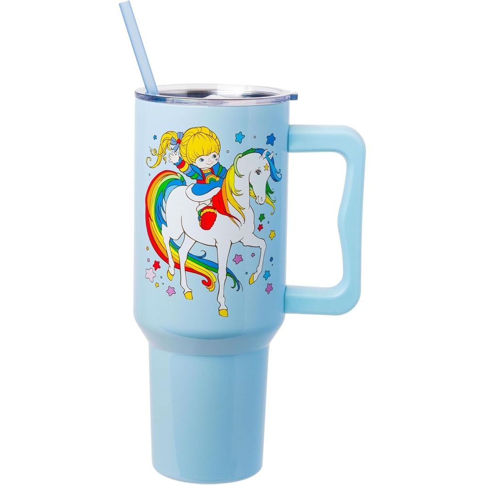 image:imageSilver Buffalo Rainbow Brite and Twink Sparkle Double Walled Stainless Steel Tumbler with Handle and Straw Fits in Standard Cup Holder 40 OuncesRainbow Brite