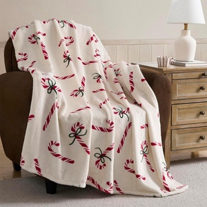 Hallmark – Throw Blanket, Soft & Plush Holiday Plush, Oversized Throw for Couch or Bed (Candy Canes, 50″ x 70″, Red)(Candy Canes)