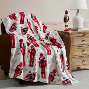 Hallmark – Throw Blanket, Soft & Plush Holiday Plush, Oversized Throw for Couch or Bed (Candy Canes, 50″ x 70″, Red)(Nutcracker)