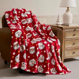 Hallmark – Throw Blanket, Soft & Plush Holiday Plush, Oversized Throw for Couch or Bed (Candy Canes, 50″ x 70″, Red)(Santa Claus)