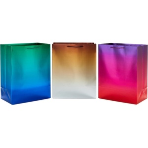 Hallmark 13″ Large Iridescent Gift Bags Assortment (3 Bags: Rainbow Gradients – Blue/Green, Gold/Silver, Purple/Red) for Birthdays, Graduations, Bridal Showers, Baby Showers(Blue  Green)