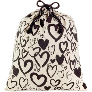 Hallmark 19″ Large Birthday Drawstring Gift Bag (Red and Blue “Happy Birthday” Flags) for Kids, Grandchildren, Adults, Coworkers, Friends(Black Hearts)