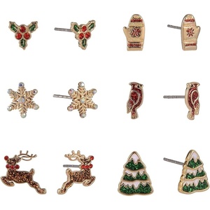 Hallmark 6-Pair Holiday Earring Set – Festive Studs for Every Celebration