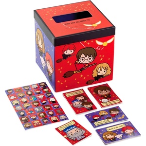Hallmark Barbie Valentines Day Cards and Mailbox for Kids School Classroom Exchange (1 Box, 32 Valentine Cards, 1 Teacher Card)(Harry Potter)