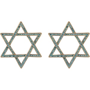 Hallmark Blue Stone Star of David Hoop Earrings