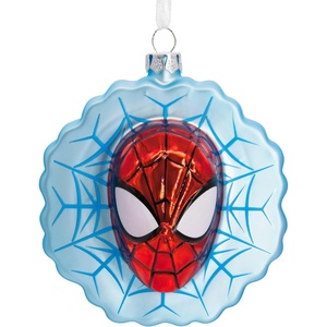 Hallmark Christmas Ornament, Marvel Spider-Man Face on Web Ornament, Blown Glass, Gifts for Marvel Fans(Spider-Man Glass)