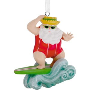 Hallmark Christmas Ornament, Surfing Santa Ornament, Beach Gifts