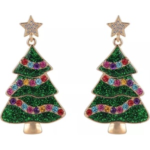 Hallmark Enamel and Stone Christmas Tree Earrings