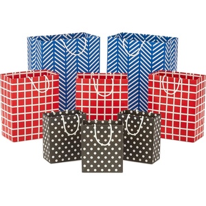 Hallmark Gift Bag Assortment (8 Bags: 3 Small 6″, 3 Medium 9″, 2 Large 13″) Celebrate, Stars, Stripes, Red, Blue, Recyclable Kraft Brown for Birthdays, Graduations, Father’s Day(Blue  Black)