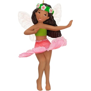 Hallmark Keepsake Christmas Ornament 2024, Fairy Messengers All Aglow With Light, Gifts for Her(Hibiscus Fairy)