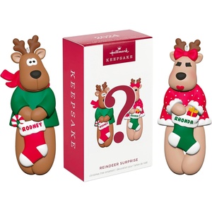 Hallmark Keepsake Christmas Ornament 2024, Vintage Reindeer, Porcelain, Gifts for Christmas Lovers(Reindeer Surprise)