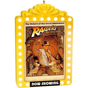 Hallmark Keepsake Christmas Ornament, Indiana Jones and the Raiders of the Lost Ark Now Showing with Light, Movie Gifts(Indiana Jones)