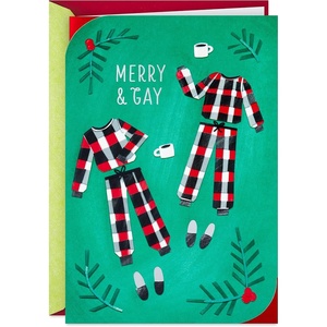 Hallmark LGBTQ Christmas Card for Partner (Coffee and Pajamas, Merry & Gay)