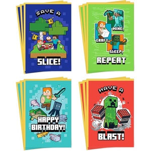 Hallmark Minecraft Valentines Day Cards and Mailbox for Kids School Classroom Exchange (1 Box, 32 Valentine Cards, 35 Stickers, 1 Teacher Card)(Birthday)