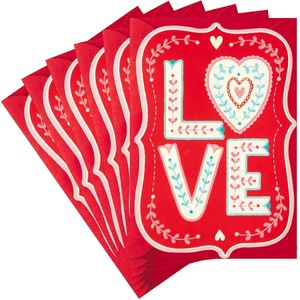 Hallmark Pack of Valentines Day Cards, Love (6 Valentines Day Cards with Envelopes)(Diecut Ogee LOVE)