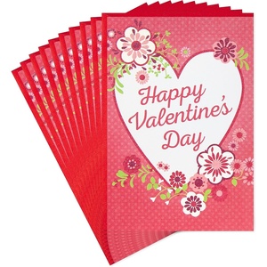 Hallmark Pack of Valentines Day Cards, Red Hearts (6 Valentines Day Cards with Envelopes)(Pink Heart and Flowers)