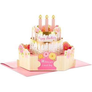 Hallmark Paper Wonder Birthday Pop Up Card For Women (Pink and Gold Birthday Cake), 799RZW1030(Pop Up  Pink and Gold Birthday Cake)