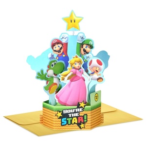 Hallmark Paper Wonder Nintendo Super Mario Bros. Pop-Up Card (You’re the Star) for Birthdays, Graduations, Congrats