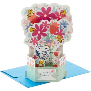 Hallmark Paper Wonder Peanuts Mother’s Day Pop Up Card with Music (Snoopy Snow Globe, Plays Instrumental Music)(Pop Up Snoopy Bouquet  Plays Instrumental Music)