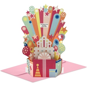 Hallmark Paper Wonder Pick-a-Title Customizable Pop-Up Birthday Card for Him (Blue, Green, Orange Stars) for Brother, Nephew, Godson, Great-Grandson(Pink  Green  Orange Stars)