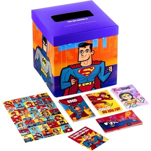 Hallmark Pokémon Valentines Day Cards and Mailbox for Kids School Classroom Exchange (1 Box, 32 Valentine Cards, 35 Stickers, 1 Teacher Card)(Justice League)