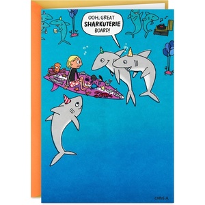 Hallmark Shoebox Funny Shark Birthday Card (Sharkuterie Board) for Friends, Coworkers, Surfers(Sharkuterie Board)