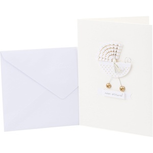 Hallmark Signature Baby Shower Card for New Parents (Oh Baby) Welcome New Baby, Congratulations, Gender Reveal(Stroller)