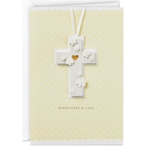 Hallmark Signature Baptism Card for Baby (Yellow Cross)