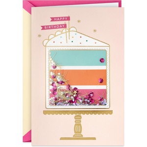 Hallmark Signature Birthday Card (Scattered Flowers)(Sparkly Birthday Cake)