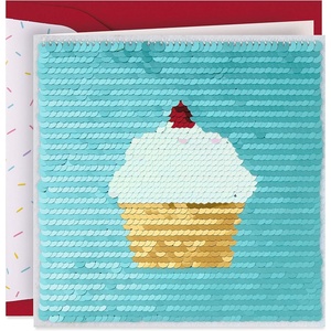Hallmark Signature Birthday Card for Women (Sequin Cupcake)(Sequin Cupcake)
