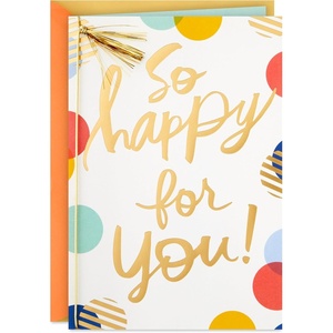 Hallmark Signature Congratulations Card or Graduation Card (Confetti)(So Happy for You)