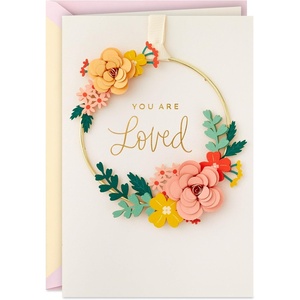 Hallmark Signature Mother’s Day Card (Removable Floral Wreath) for Friendship, Birthday, Valentine’s Day(Pink and Peach)