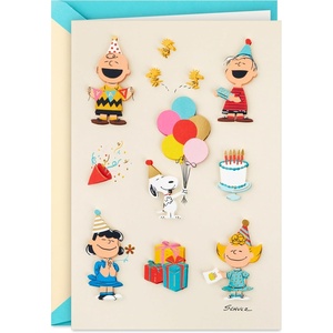 Hallmark Signature Peanuts Birthday Card (Charlie Brown and Friends). | Premium Cardstock(Peanuts)