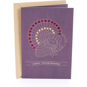 Hallmark Signature Peanuts Thanksgiving Card (Snoopy and Woodstock)(Turkey with Sequins)