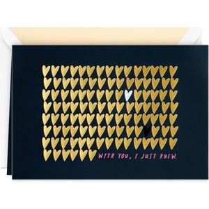 Hallmark Signature Valentines Day Card, Anniversary Card, Love Card for Significant Other (Gold Foil Hearts)(WHITE)