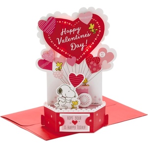 Hallmark Snoopy Valentines Day Pop Up Card with Music (Plays Linus and Lucy) Peanuts Paper Wonder 3D Card(Pop Up Plays Linus and Lucy)