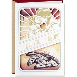 Hallmark Star Wars Valentine’s Day Pop Up Card (Baby Yoda) Paper Wonder Card for Anniversary, Romantic Birthday, Love, May the 4th(Han Solo  Princess Leia)