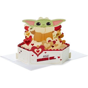 Hallmark Star Wars Valentine’s Day Pop Up Card (Baby Yoda) Paper Wonder Card for Anniversary, Romantic Birthday, Love, May the 4th(Yoda Pop Up  Reaching Out)